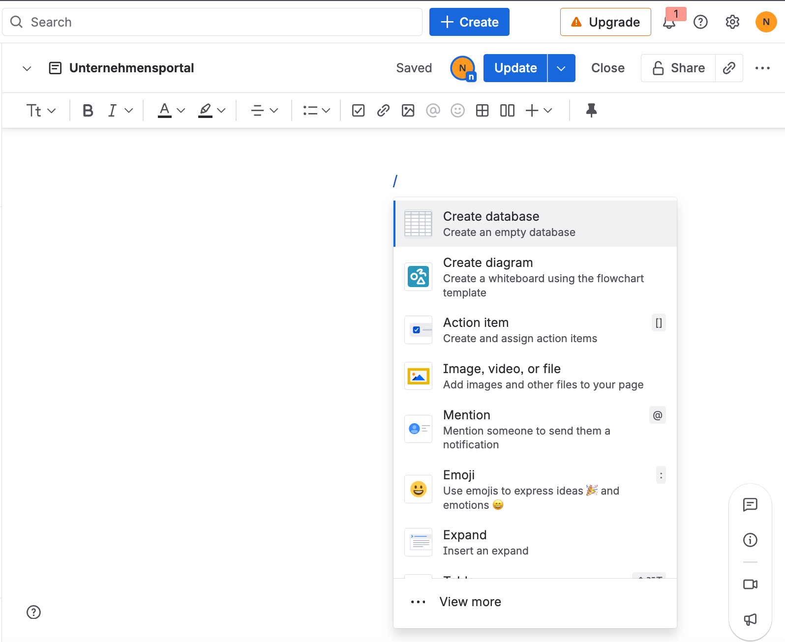 Neuer Confluence-Cloud-Editor mit Slash-Befehl und Layouts