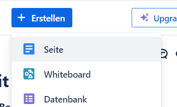 Neue Confluence-Seite über den Erstellen-Button anlegen