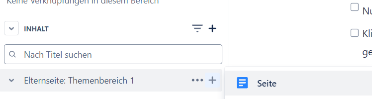 Unterseite über das Plus-Symbol neben dem Seitentitel anlegen