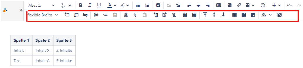 Formatierungsoptionen für Tabellenzellen in Confluence