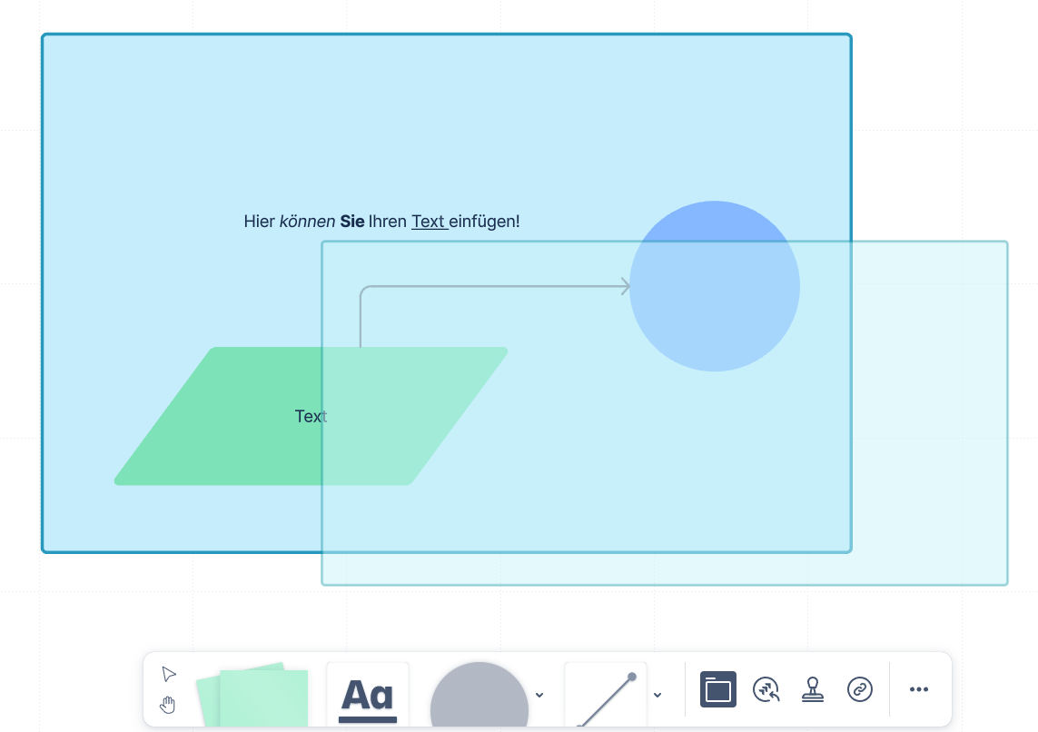 Benannter Abschnitt als Rahmen für Inhalte auf einem Confluence Whiteboard