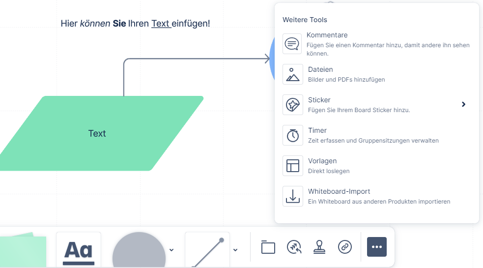 Bilder und PDFs über die Option „Dateien“ in ein Confluence Whiteboard hochladen