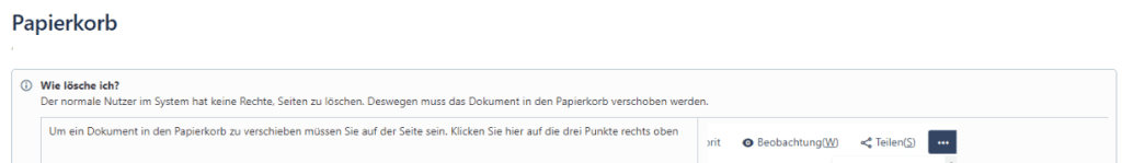 Papierkorb Confluence